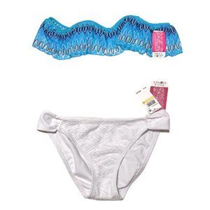 Hula Honey White and Blue Bikini Swimsuit SET
